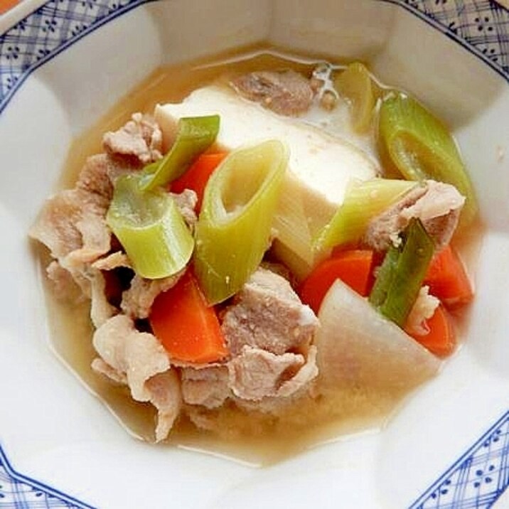 +豆乳❤男の手料理❤豆腐が大きいトン汁♪減塩♡